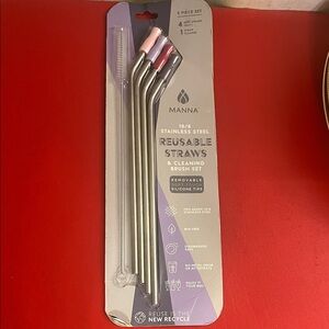 Manna Stainless Steel Reusable Straws Set